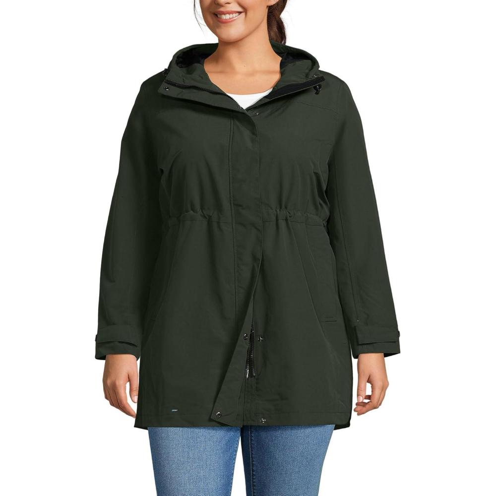 imageLands End Womens Squall Waterproof Hooded RaincoatDarkest Olive
