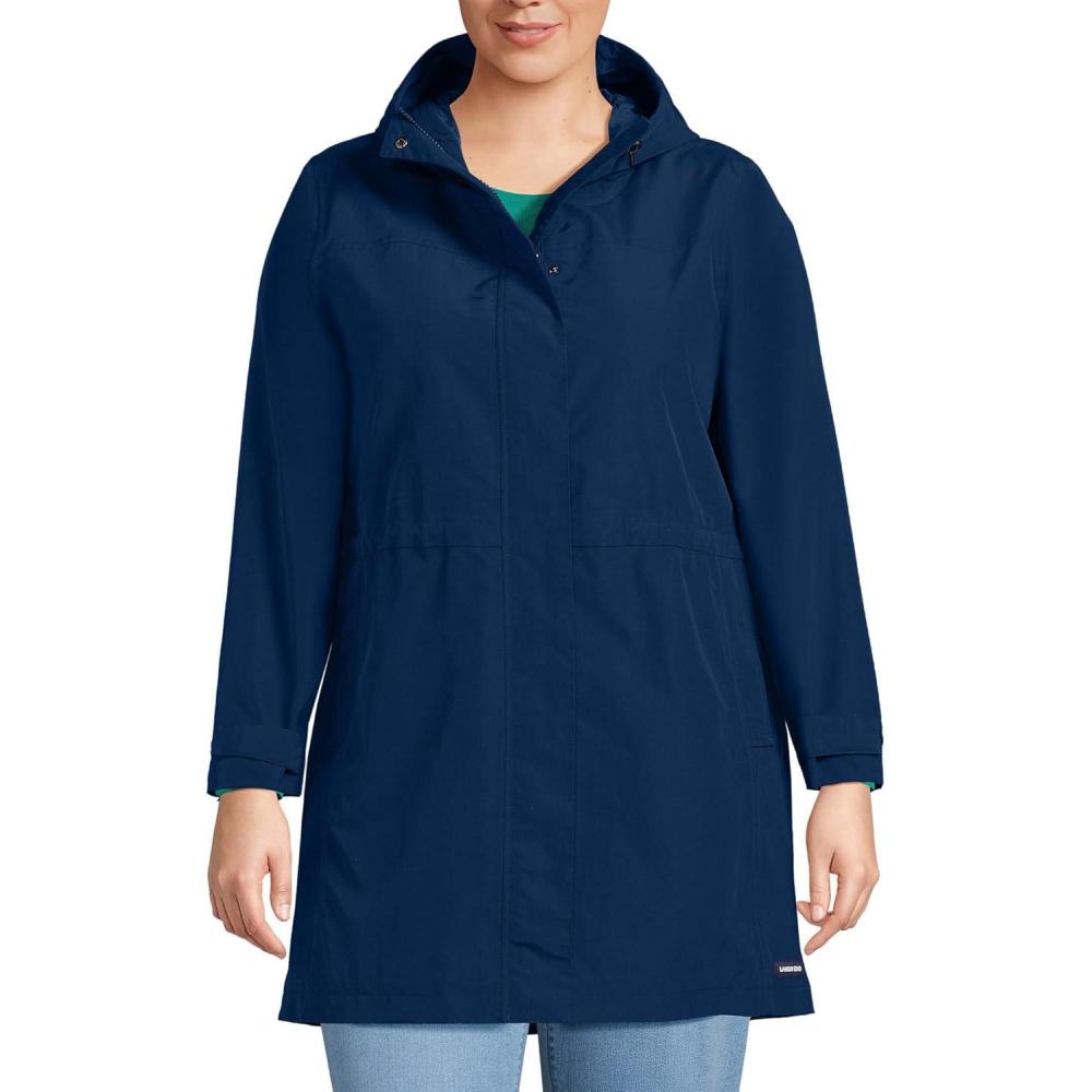 imageLands End Womens Squall Waterproof Hooded RaincoatDeep Sea Navy
