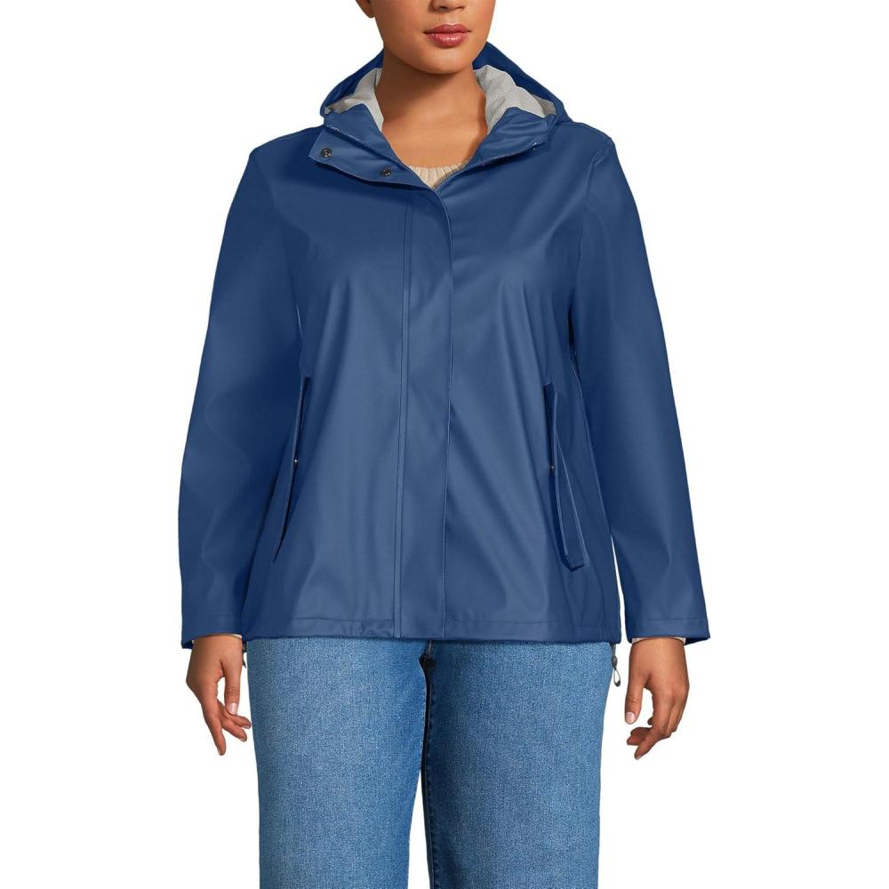 imageLands End Womens Squall Waterproof Rain Slicker JacketLight Indigo Blue