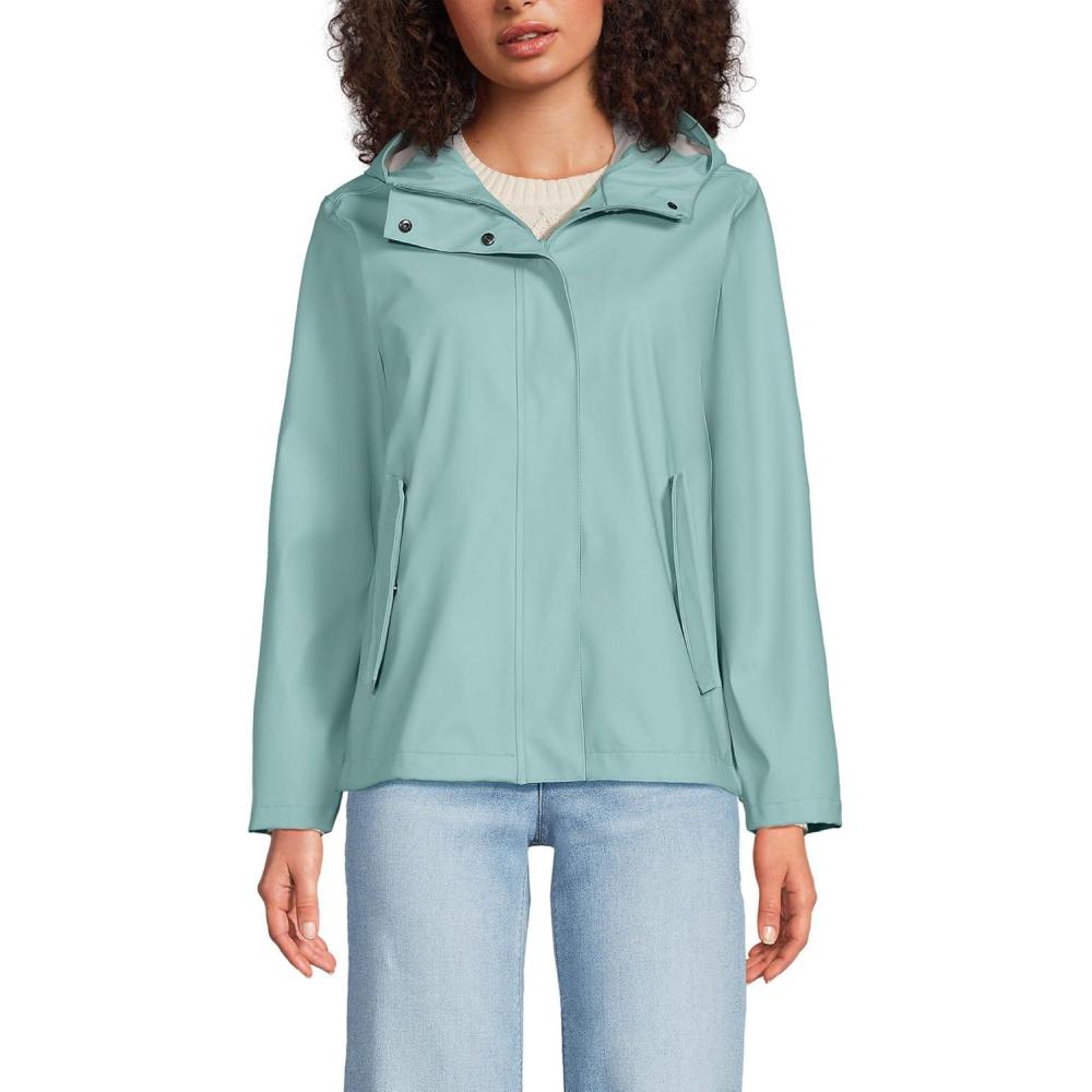 imageLands End Womens Squall Waterproof Rain Slicker JacketMisty Aqua