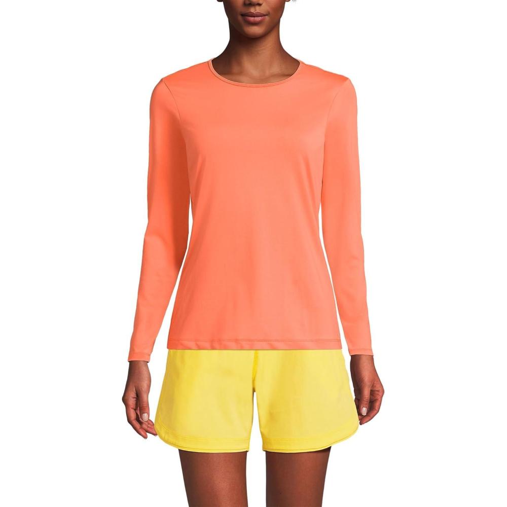 imageLands End Womens Sunshade UPF 50 Long Sleeve Relaxed Rash GuardPapaya Orange