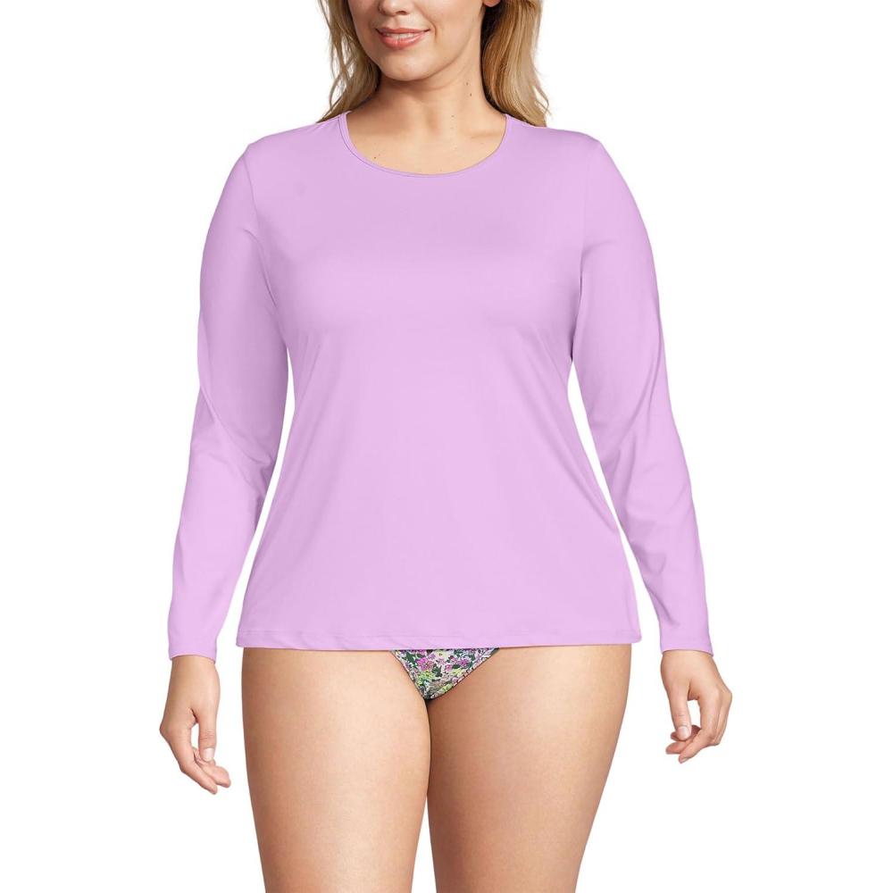 imageLands End Womens Sunshade UPF 50 Long Sleeve Relaxed Rash GuardWild Lilac