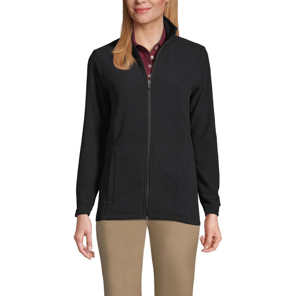 imageLands End Womens Thermacheck 100 Fleece Jacket Black Tall Small