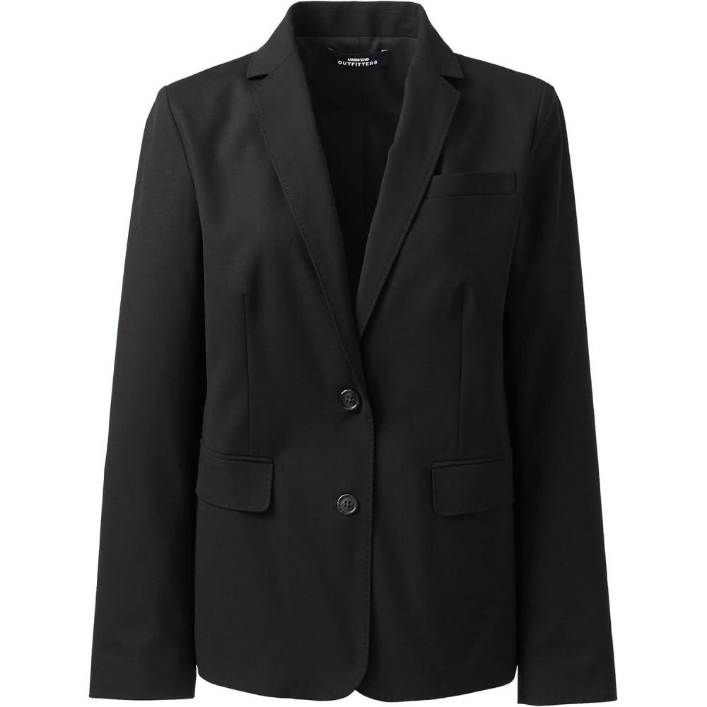 imageLands End Womens Washable Wool Two Button Traditional BlazerBlack