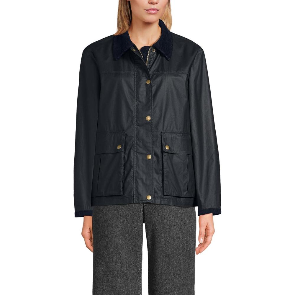 imageLands End Womens Waxed Cotton Barn JacketDark Navy
