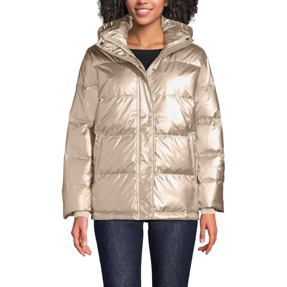 imageLands End Womens Wide Channel 600 Down Puffer JacketGold Shine