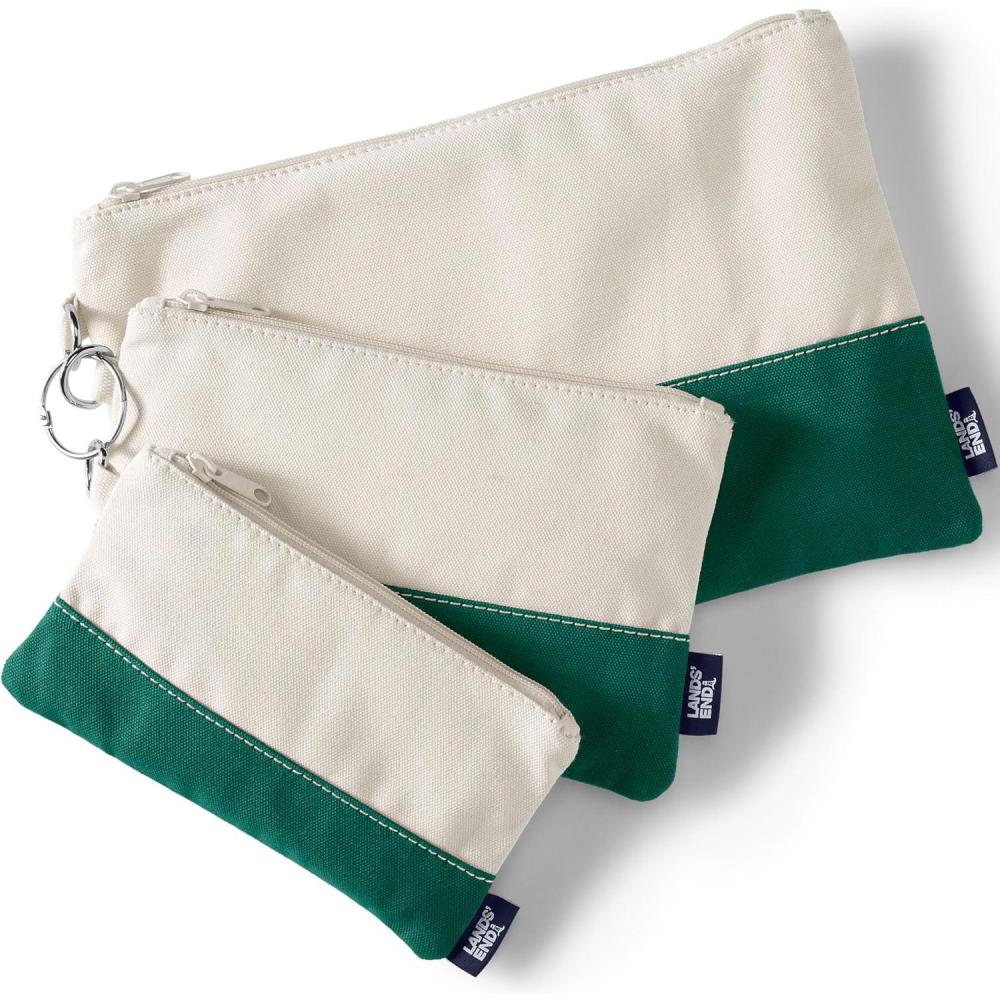imageLands End Zip Canvas Pouch 3PK Naturalbright Spruce One SizeNaturalBright Spruce