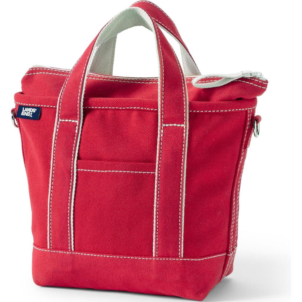 imageLands End Zip Top Canvas Tote BagHeritage Red
