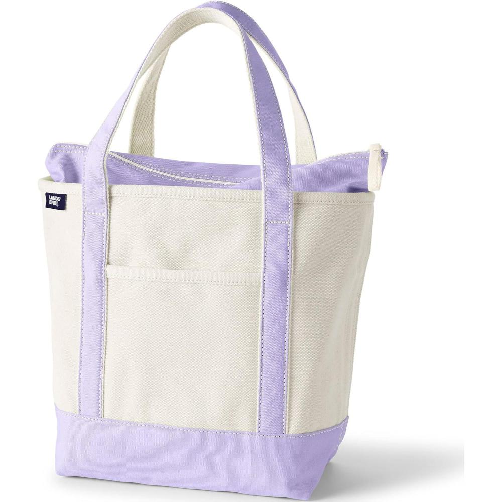 imageLands End Zip Top Canvas Tote BagNaturalLavender Cloud