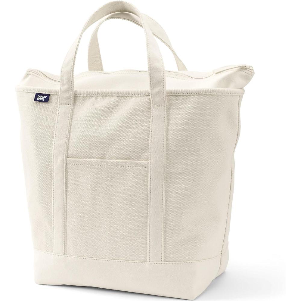 imageLands End Zip Top Canvas Tote BagNaturalNatural