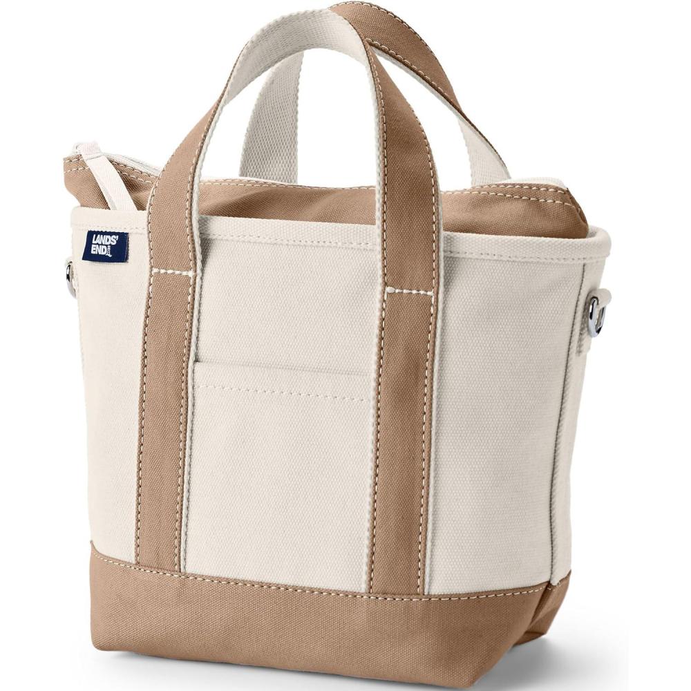 imageLands End Zip Top Canvas Tote BagNaturalRich Camel