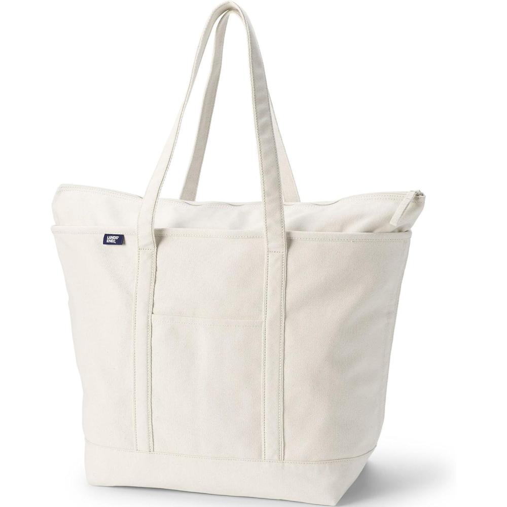 imageLands End Zip Top Long Handle Canvas Tote BagNaturalNatural