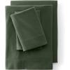 Lands’ End 5oz Flannel Solid Sheet Set White California King(Fresh Evergreen)