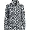 Lands’ End Anyweather Fleece Quarter Zip Pullover(Ivory/Black Snowflake)