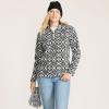 Lands’ End Anyweather Fleece Quarter Zip Pullover(Ivory/Black Snowflake)