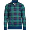 Lands’ End Bedford Rib Quarter Zip Pullover Sweater(Green/Navy/Heritage Red Plaid)
