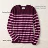 Lands’ End Cashmere Sweater(Burgundy/Pink Placed Stripe)