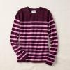 Lands’ End Cashmere Sweater(Burgundy/Pink Placed Stripe)