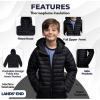 Lands’ End Kids Packable Hooded Down Puffer Jacket Coat (XXS-XXL)(Black)