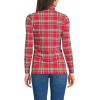 Lands’ End Lightweight Jersey Long Sleeve Turtleneck(Compass Red/Emerald Plaid)