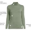 Lands’ End Lightweight Jersey Long Sleeve Turtleneck(Estate Green Heather)