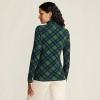 Lands’ End Lightweight Jersey Long Sleeve Turtleneck(Light Emerald Blackwatch Plaid)