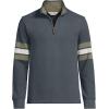 Lands’ End Men’s Bedford Rib Casual Quarter Zip Sweater(Steel Gray Placed Stripe)