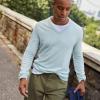 Lands’ End Men’s Fine Gauge Cashmere V-Neck Sweater(Aqua Breeze)