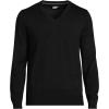 Lands’ End Men’s Fine Gauge Cotton V Neck Sweater(Black)
