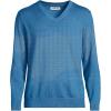 Lands’ End Men’s Fine Gauge Cotton V Neck Sweater(Blue Hyacinth)