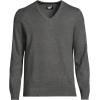 Lands’ End Men’s Fine Gauge Cotton V Neck Sweater(Charcoal Heather)