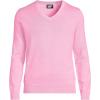 Lands’ End Men’s Fine Gauge Cotton V Neck Sweater(Fresh Carnation Heather)