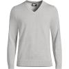 Lands’ End Men’s Fine Gauge Cotton V Neck Sweater(Gray Heather)