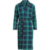 Lands’ End Men’s Flannel Sleepwear Robe(Green/Navy/Heritage Red Plaid)