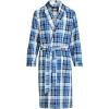 Lands’ End Men’s Flannel Sleepwear Robe(Muted Cobalt Blue Plaid)