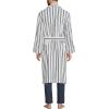 Lands’ End Men’s Full-Length Turkish Cotton Terry Bathrobe – 55″ Length | Plush, Absorbent, 2 Pockets, Spa Comfort(Egret White Double Stripes)