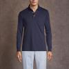 Lands’ End Men’s Long Sleeve American-Grown Supima Cotton Polo Shirt with Pocket(Radiant Navy)
