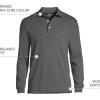 Lands’ End Men’s Long Sleeve American-Grown Supima Cotton Polo Shirt(Dark Charcoal Heather)