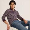 Lands’ End Men’s Long Sleeve American-Grown Supima Cotton Polo Shirt(Lush Burgundy/Blue Stripe)