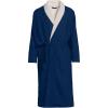 Lands’ End Men’s Sherpa Fleece Lined Flannel Robe(Deep Sea Navy)