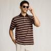 Lands’ End Men’s Short Sleeve American-Grown Supima Cotton Polo Shirt(Rich Coffee/Camel Stripe)