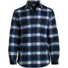 Lands’ End Men’s Super Brushed Shirt Jacket(Aged Steel Heather/Blue Plaid)