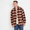 Lands’ End Men’s Super Brushed Shirt Jacket(Rich Coffee/Dark Orange Plaid)