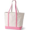 Lands’ End Open Top Canvas Tote Bag(Natural/Fresh Pink)
