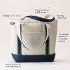 Lands’ End Open Top Canvas Tote Bag(Natural/Radiant Navy)