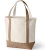 Lands’ End Open Top Canvas Tote Bag(Natural/Rich Camel)