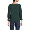 Lands’ End Women’s 3/4 Sleeve Lightweight Jersey Button Front Top(Deep Forest)