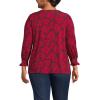 Lands’ End Women’s 3/4 Sleeve Lightweight Jersey Button Front Top(Heritage Red Painted Flower)
