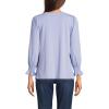 Lands’ End Women’s 3/4 Sleeve Lightweight Jersey Button Front Top(Light Cornflower)