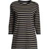 Lands’ End Women’s 3/4 Sleeve Supima Cotton Crewneck Tunic(Black/Almond Tan Breton Stripe)